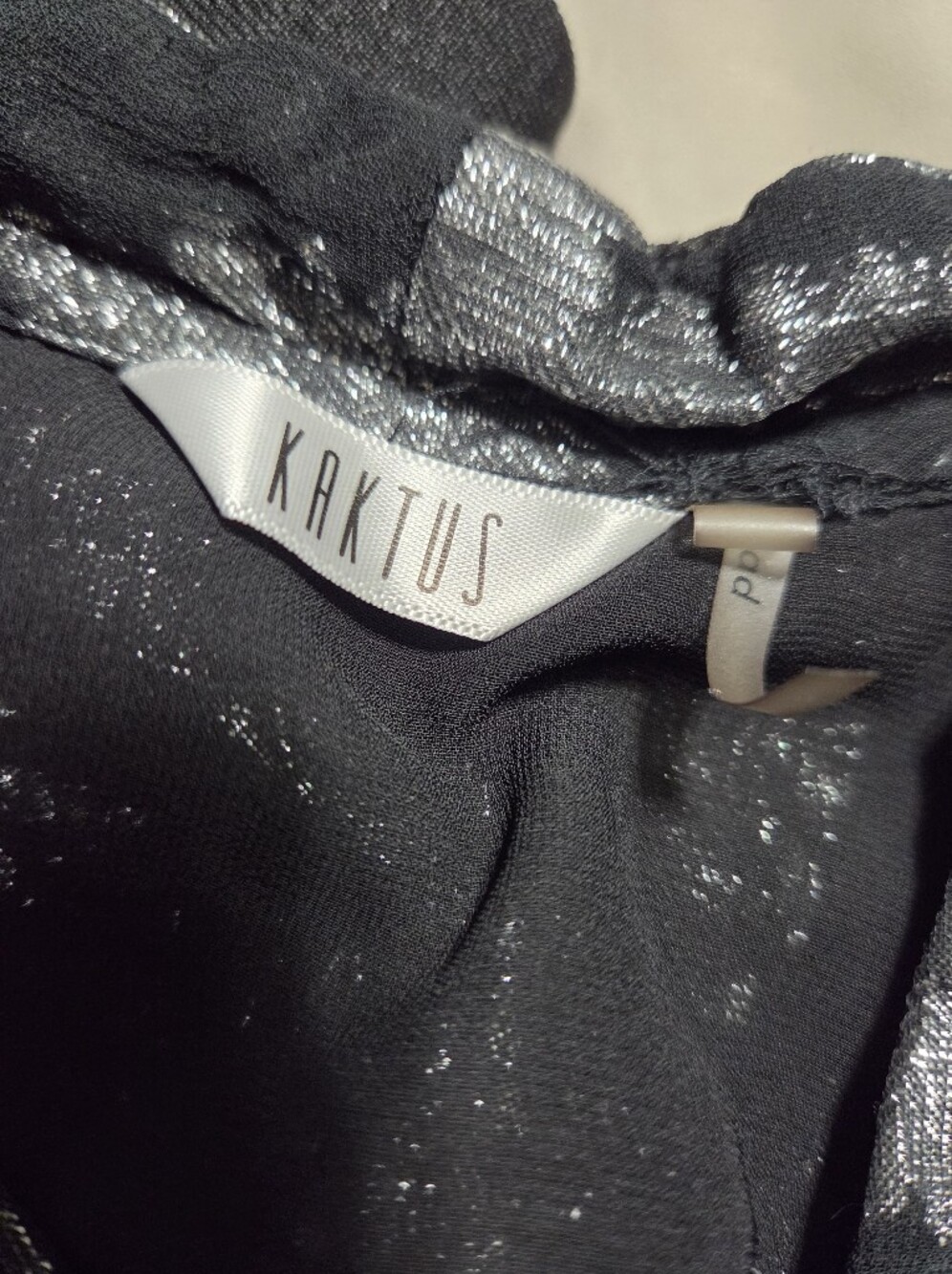 Kaktus Black & Silver Tie-Front Metallic Blouse - Picture 7 of 8
